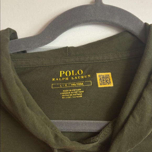 Polo by Ralph Lauren Men's Olive hooded long sleeve shirt - Picture 3 of 4